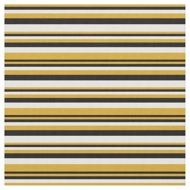 Goldenrod, Black & White Stripes/Lines Pattern Fabric (Close Up)