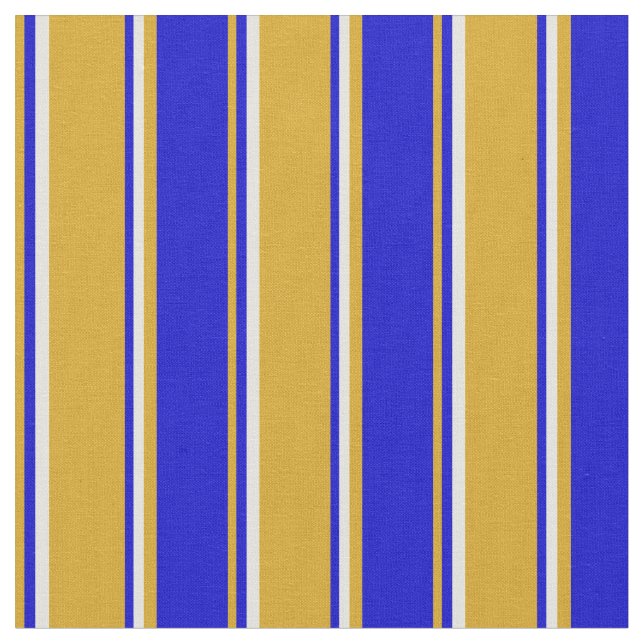 Goldenrod, Blue, and Light Yellow Coloured Pattern Fabric (Close Up)