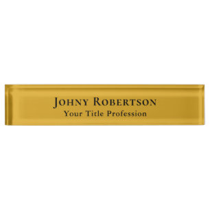 Goldenrod Colour Plain Elegant Professional Modern Nameplate
