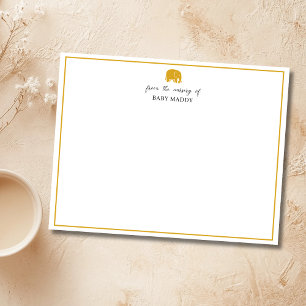 Goldenrod Elephant Nursery Stationery Note Card