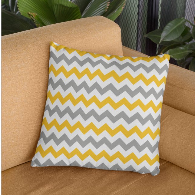 Goldenrod & Grey Chevron Pillow (Creator Uploaded)