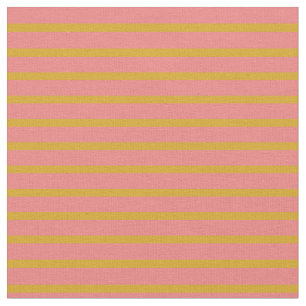 Goldenrod & Light Coral Coloured Striped Pattern Fabric