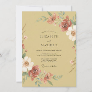 Goldenrod Painterly Floral Wedding Invitation