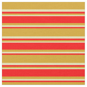 Goldenrod, Red & Tan Coloured Lines Fabric