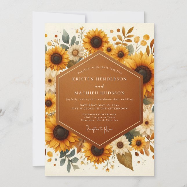 Goldenrod Rustic Bloom Wedding Invitation (Front)
