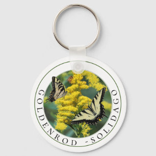 Goldenrod Solidago and Tiger Swallowtail Butterfly Key Ring