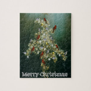 Goldenrod & Songbirds Christmas Greeting Jigsaw Puzzle