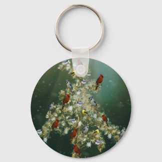 Goldenrod & Songbirds Christmas Greeting Key Ring