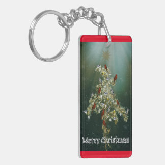Goldenrod & Songbirds Christmas Greeting Key Ring