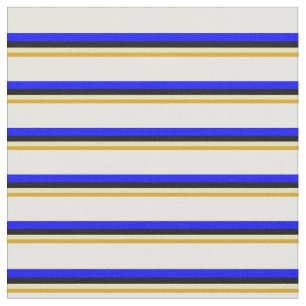 Goldenrod, Tan, Black, Blue, and White Coloured Fabric
