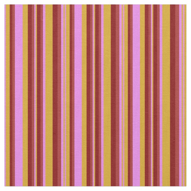 Goldenrod, Violet, Brown & Maroon Coloured Pattern Fabric (Close Up)