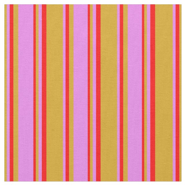 Goldenrod, Violet & Red Lines/Stripes Pattern Fabric (Close Up)