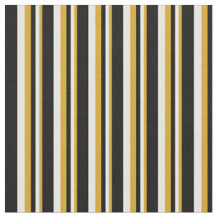 Goldenrod, White & Black Coloured Striped Pattern Fabric
