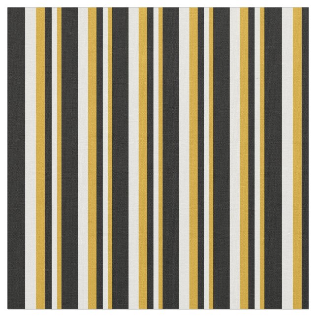 Goldenrod, White & Black Coloured Striped Pattern Fabric (Close Up)