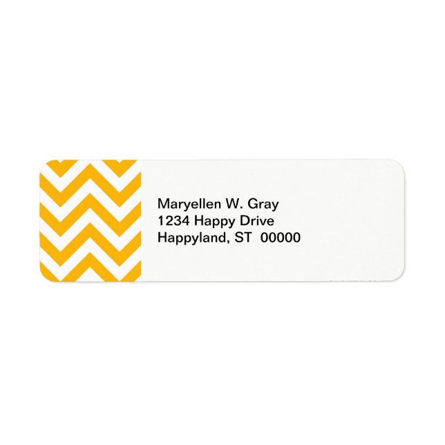 Goldenrod White Large Chevron ZigZag Pattern Return Address Label (Front)
