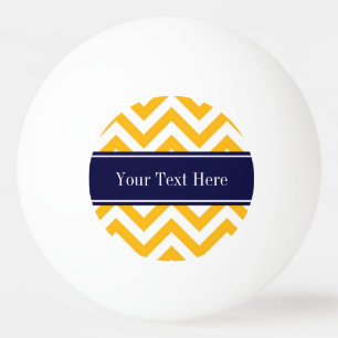 Goldenrod White LG Chevron Navy Blue Name Monogram Ping Pong Ball