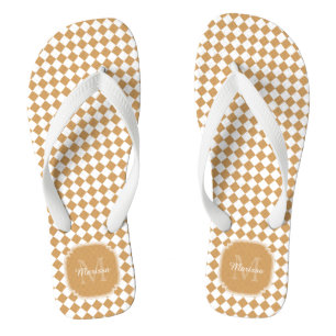 Goldenrod Yellow Chequered Monogram With Name Thongs