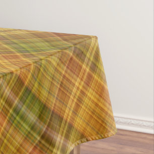 Goldenrod Yellow, Orange, and Green Plaid Tablecloth