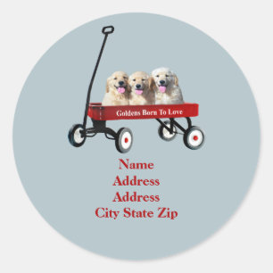 Goldens In Wagon Address Label