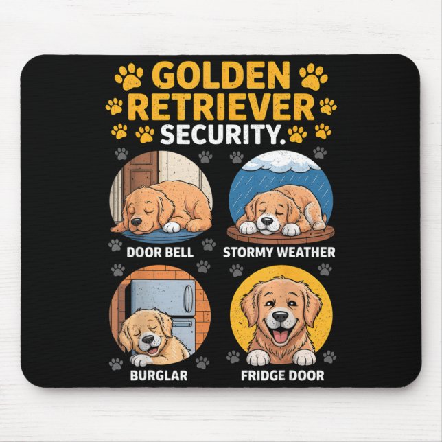 Goldens Tee Golden Retriever Security Funny  Mouse Pad (Front)