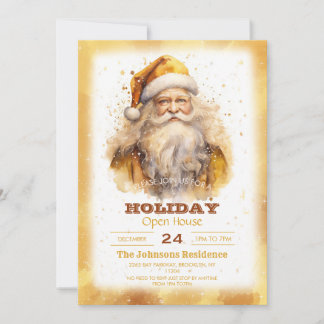 GoldenSanta Claus Watercolor Invitation