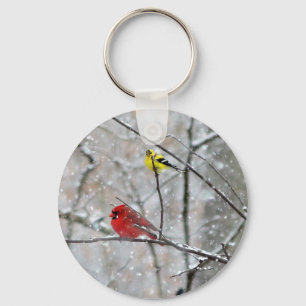 Goldfinch And Cardinal Key Ring