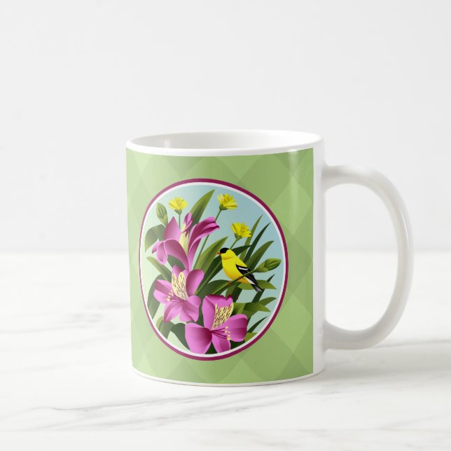 Goldfinch and Flower Mugs (Right)