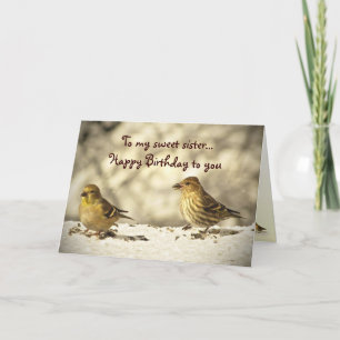 Goldfinch and Pine Siskin Birthday Card
