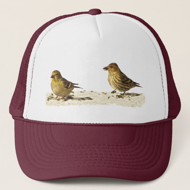Goldfinch and Pine Siskin Trucker Hat (Front)