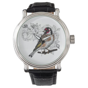 Goldfinch and roses watch