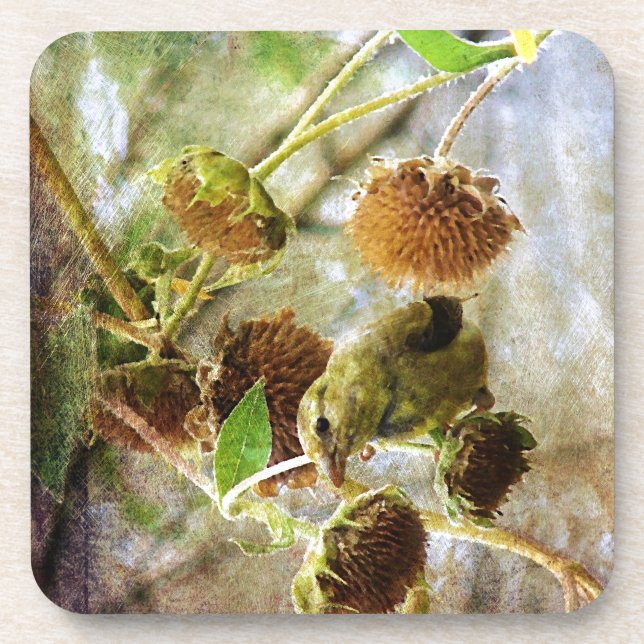 Goldfinch and Sunflowers Coaster (Front)
