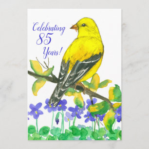 Goldfinch Bird 85th Birthday Party Invitation
