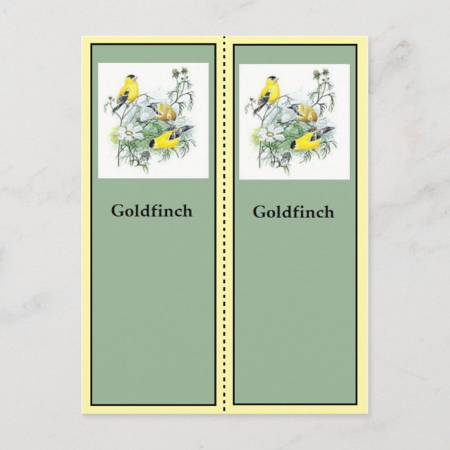 Goldfinch Birding Bookmarks Postcard (Front)