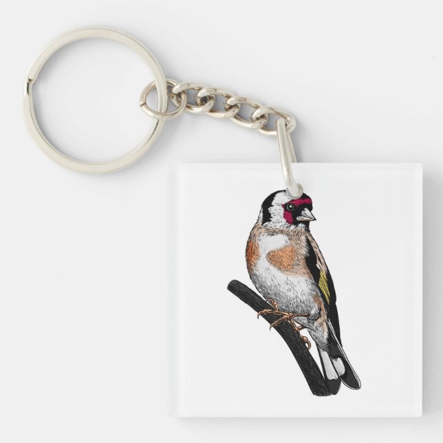 Goldfinch drawing key ring (Front)