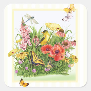 Goldfinch Garden Square Sticker