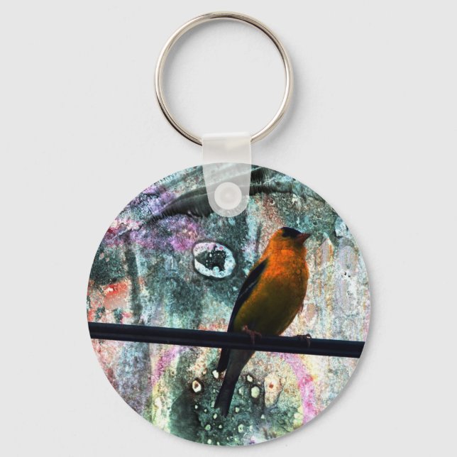 Goldfinch Grunge Key Ring (Front)