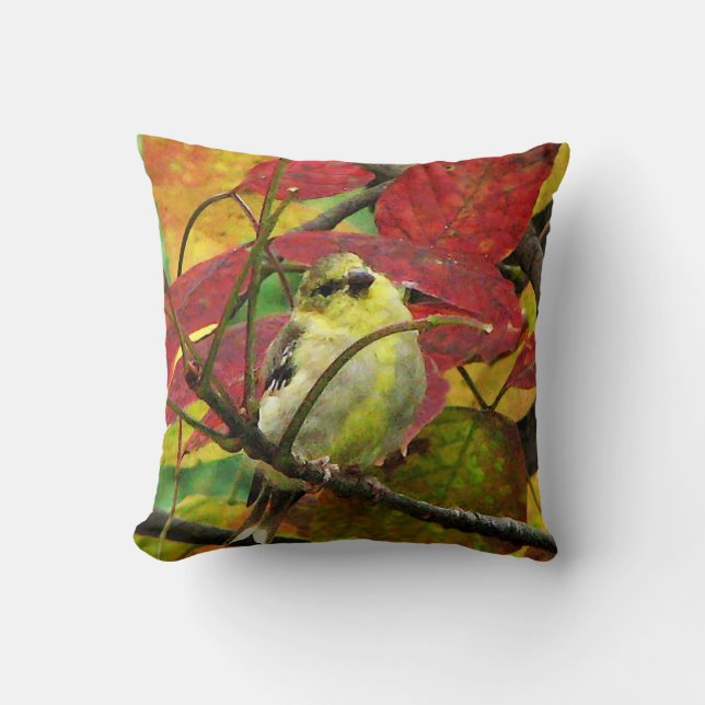 Goldfinch in Autumn Cushion (Front)