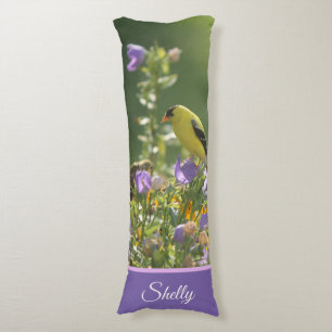 Goldfinch on a Harebell Flower     Body Cushion