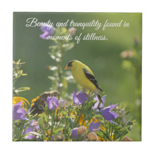 Goldfinch on a Harebell Flower Ceramic Tile