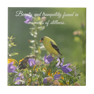 Goldfinch on a Harebell Flower Ceramic Tile