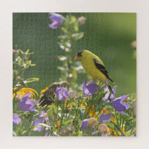Goldfinch on a Harebell Flower Jigsaw Puzzle