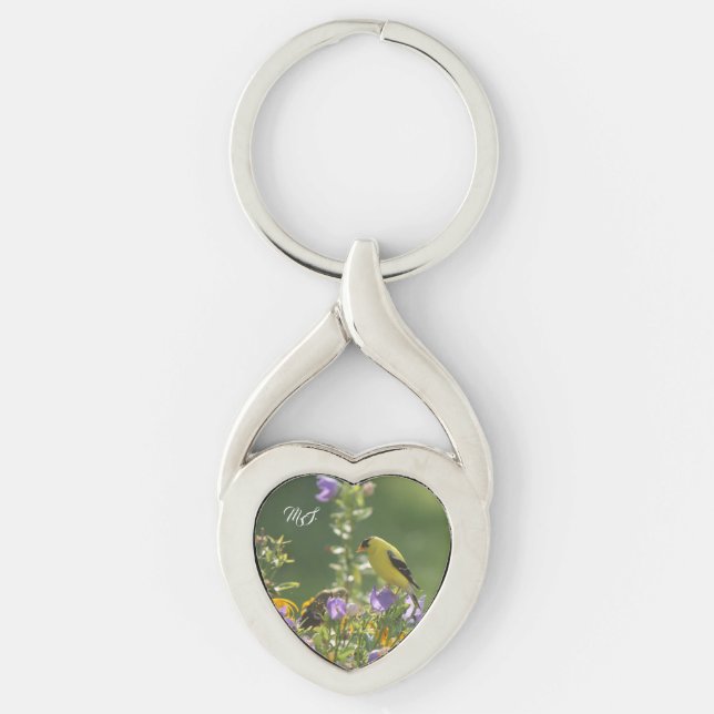 Goldfinch on a Harebell Flower Key Ring (Front)