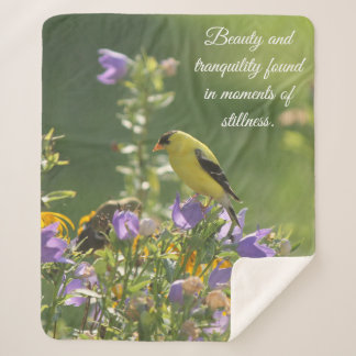 Goldfinch on a Harebell Flower Sherpa Blanket