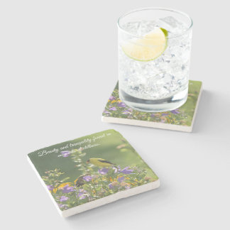 Goldfinch on a Harebell Flower Stone Coaster