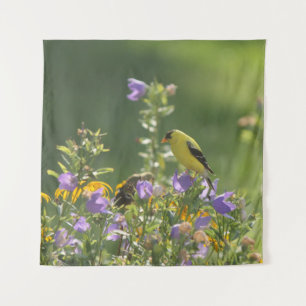 Goldfinch on a Harebell Flower Tapestry