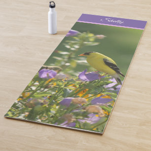 Goldfinch on a Harebell Flower Yoga Mat
