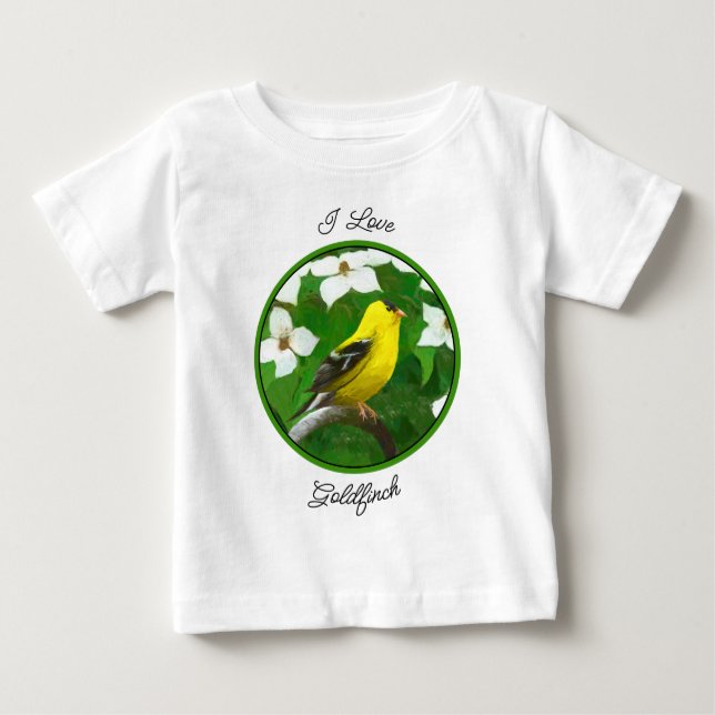 Goldfinch Painting - Cute Original Dog Art Baby T-Shirt (Front)