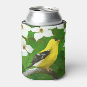 Goldfinch Painting - Cute Original Dog Art Can Cooler