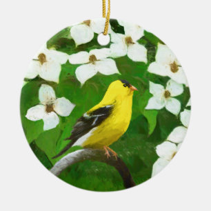 Goldfinch Painting - Cute Original Dog Art Ceramic Ornament