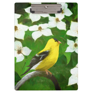 Goldfinch Painting - Cute Original Dog Art Clipboard
